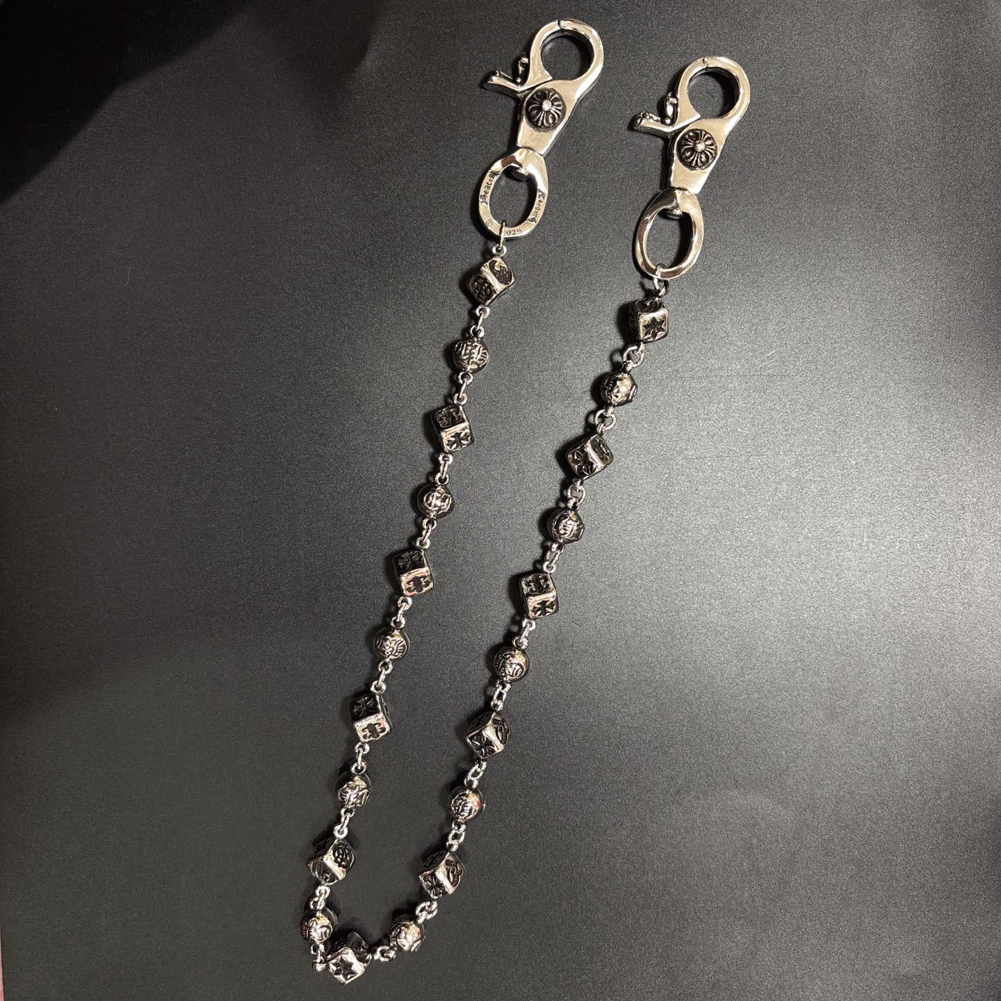Chrome Hearts Silver Beaded Chain with Clasp
